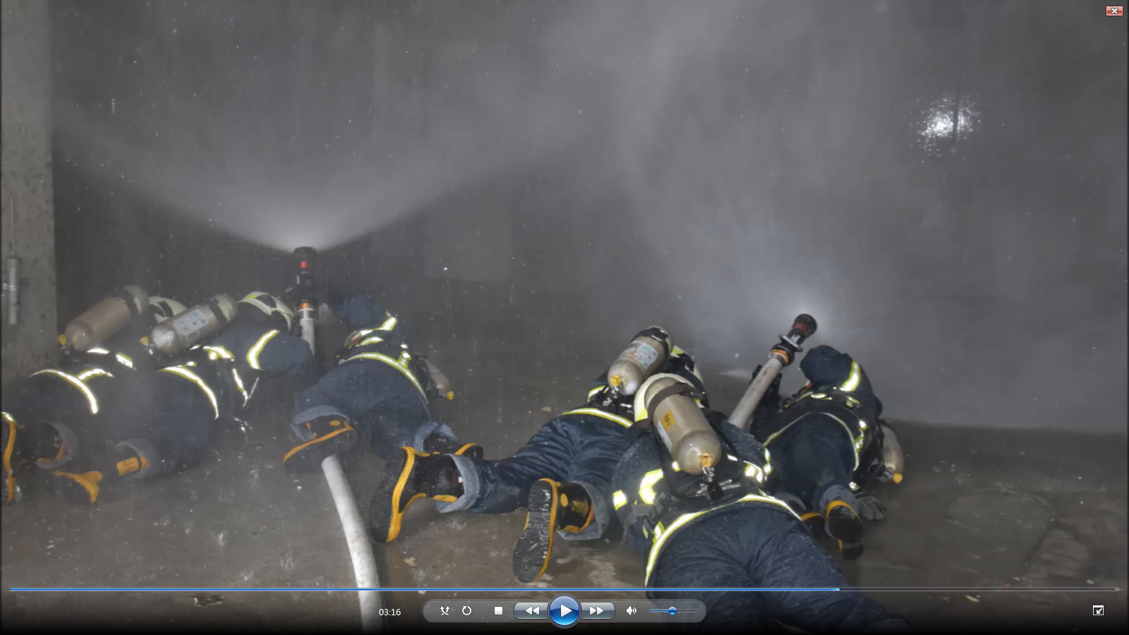 Trainees learn to contain the fire (a simulated drill).