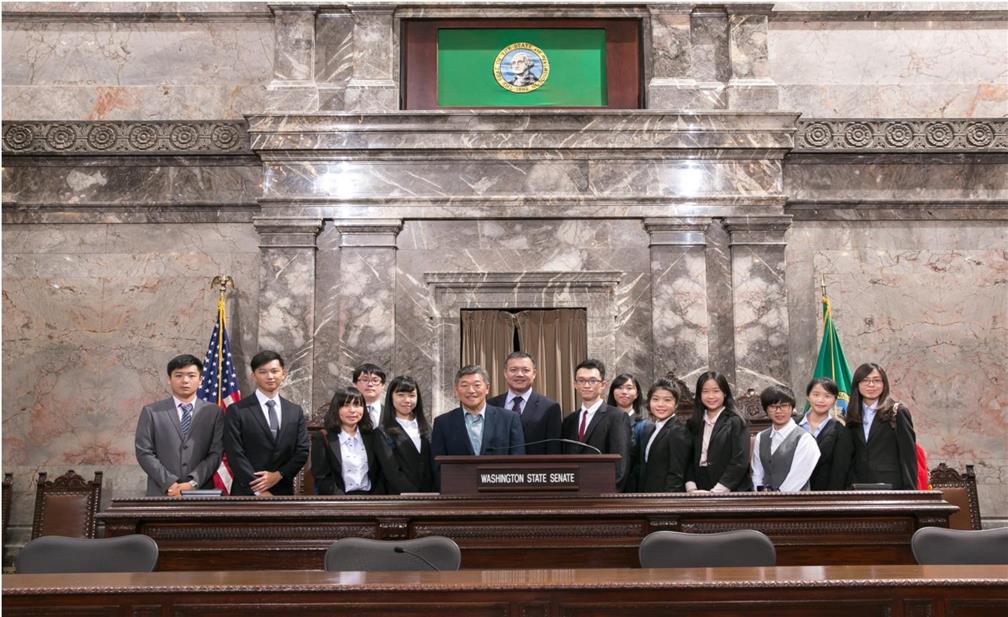 The delegation visits Washington State Government and meets with Senator Bob Hasegawa.