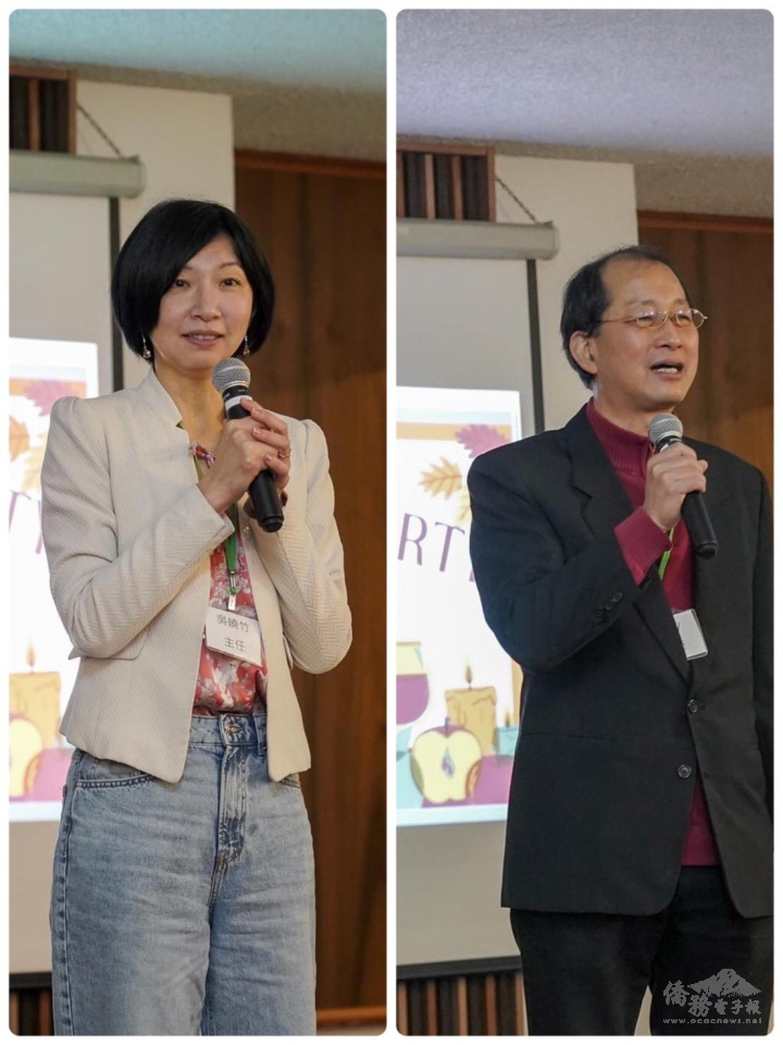 吳曉竹(左)及Jerry牧師分別致詞及說明感恩節的意義