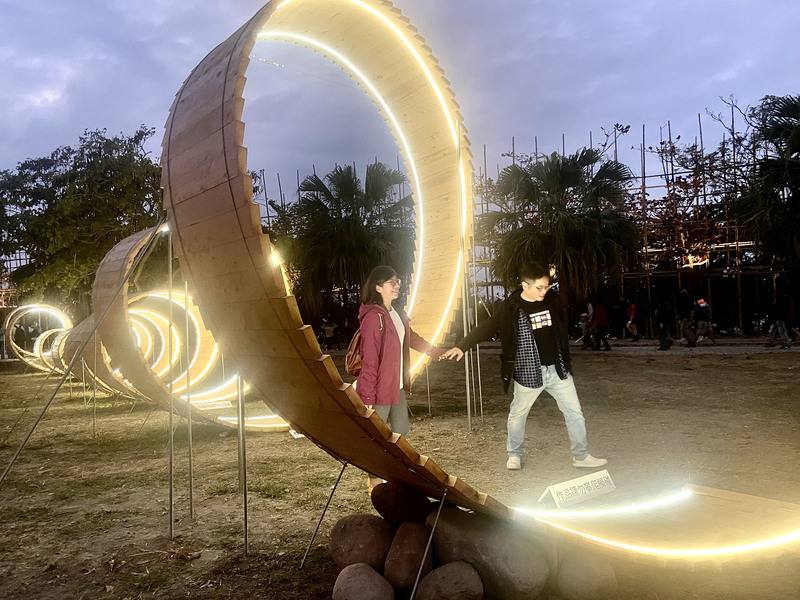 Visitors to the 2024 Taiwan Lantern Festival in Tainan enjoy the opening of the festival on Feb. 3, 2024