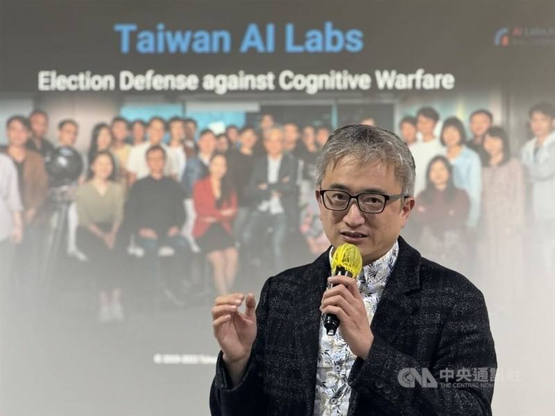 Taiwan AI Labs founder Ethan Tu speaks about elections and cognitive warfare in Taipei on Jan. 10, 2024, just days before the Jan. 13 presidential and legislative elections are held in Taiwan.