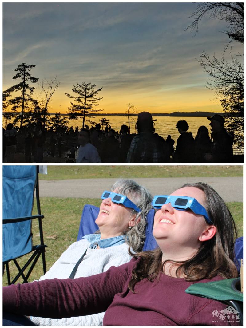 People gathered in Vermont to witness this event, their eyes fixed on the sky as the moon gradually obscured the sun. (Photo credit: Ryan Gallagher)