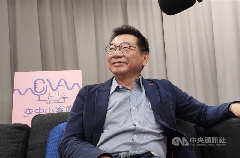 Digitimes founder and president Colley Hwang records a CNA podcast in Taipei on June 24, 2022.