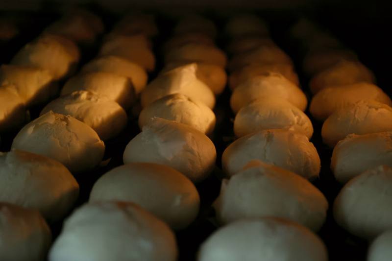 Mung-bean pastries are not flipped during the baking process, allowing them to puff up in the oven.