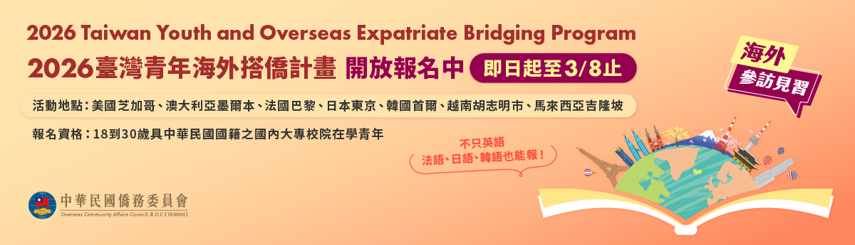 115年臺灣青年海外搭僑計畫