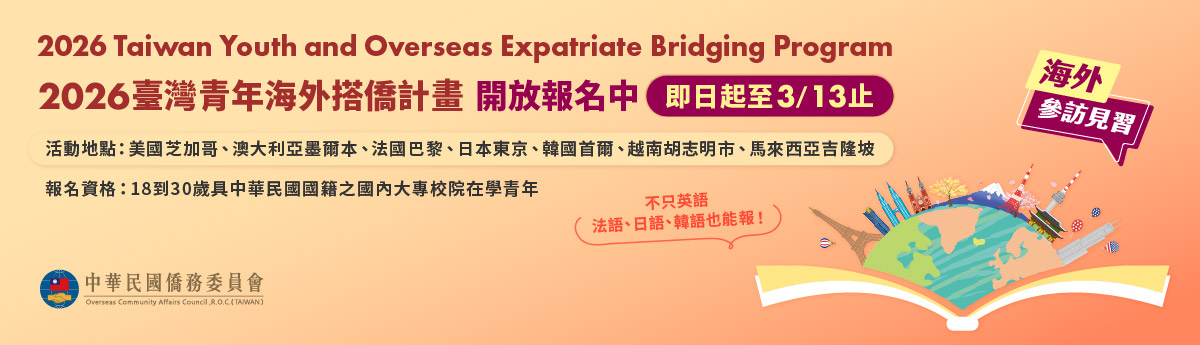 115年臺灣青年海外搭僑計畫
