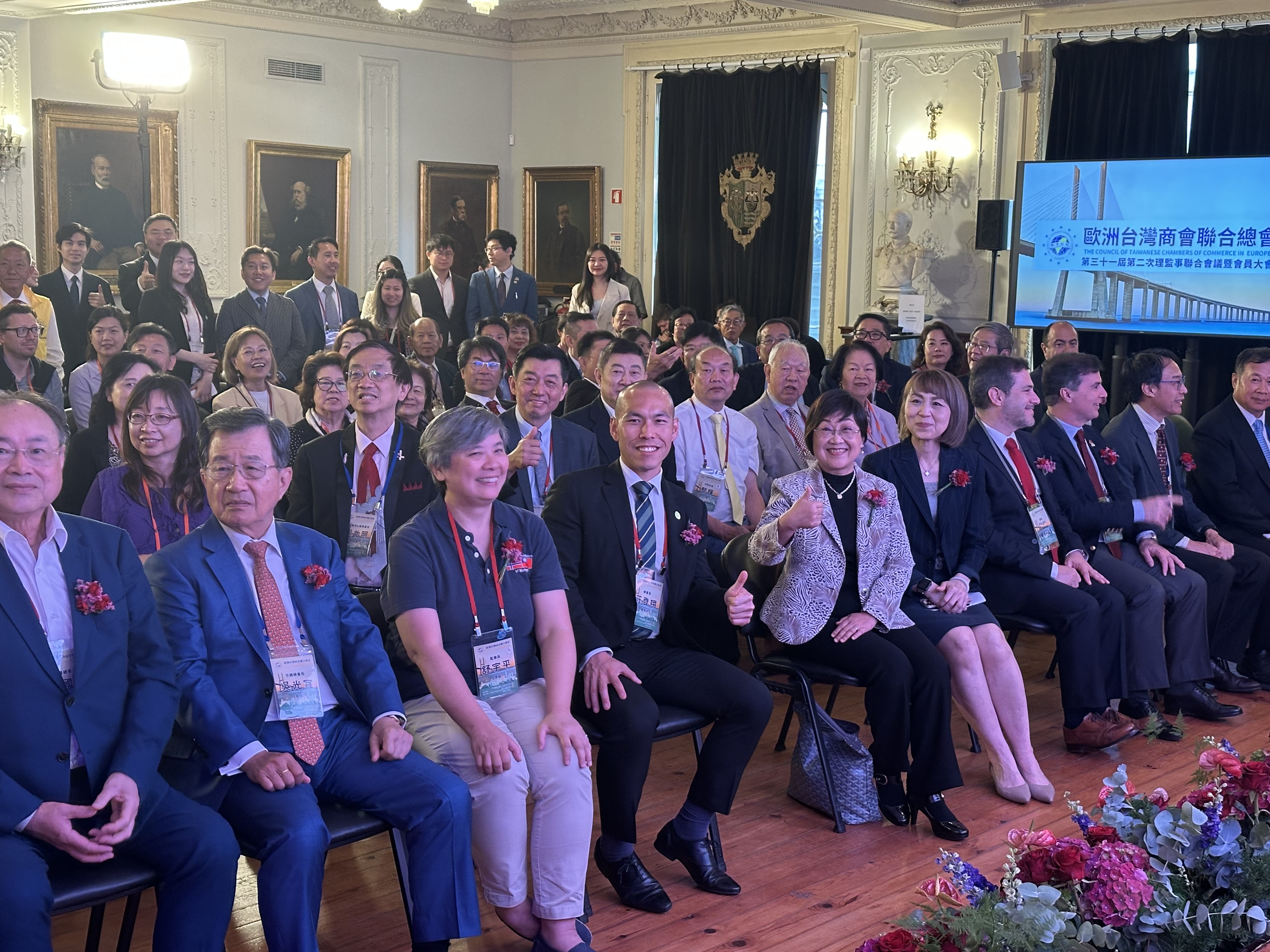 2025年5月17日歐洲臺灣商會聯合總會第31屆會員代表大會暨第2次理監事會議合影。