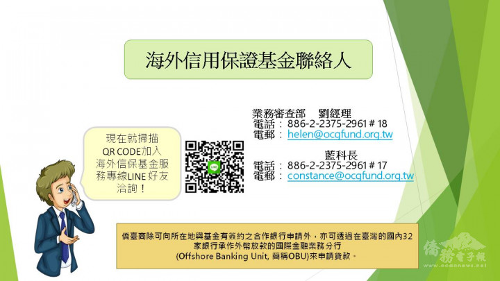 海外信用保證基金聯絡窗口資訊