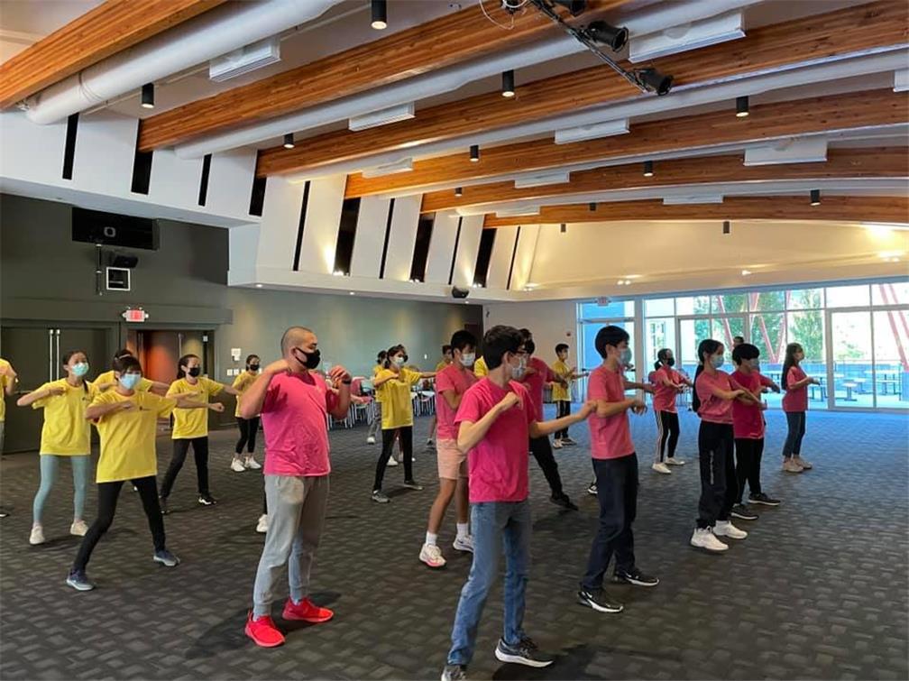 Practicing for dance performance.