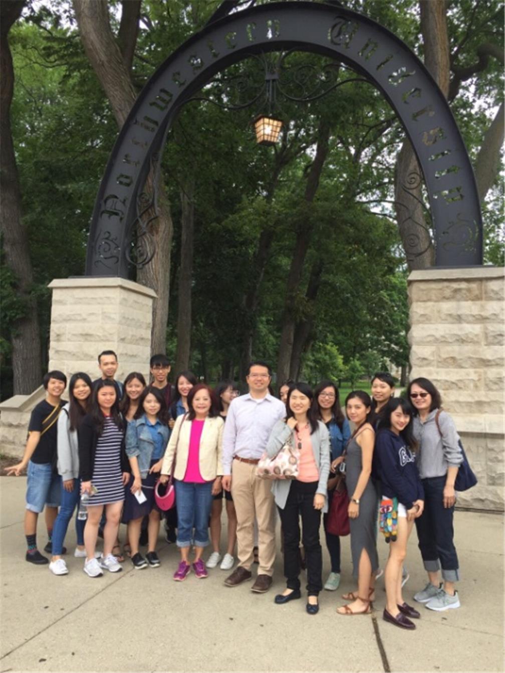 Group photo in front of Northwestern University