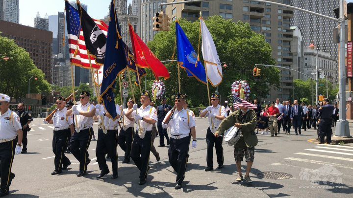 紐約華裔美國退伍軍人會於美國國殤日當天，在曼哈頓華埠舉辦遊行