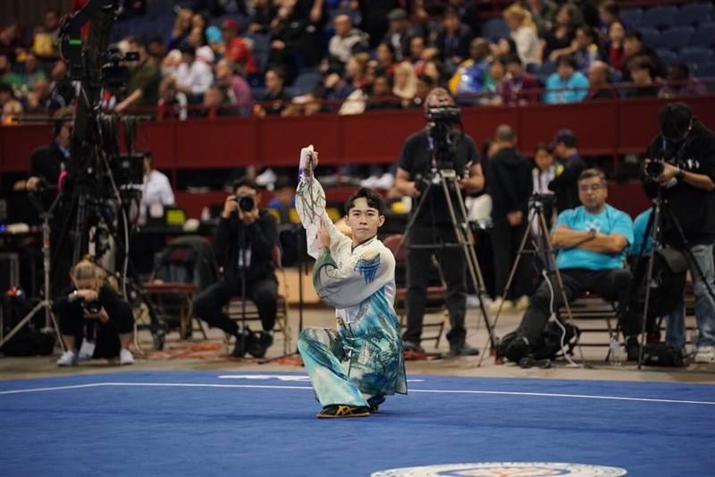 Taiwan's Chen Yu-wei performs his Taijijian routine at the World Wushu Championships in Fort Worth, Texas over the weekend. Photo courtesy of International Wushu Federation Nov. 20, 2023