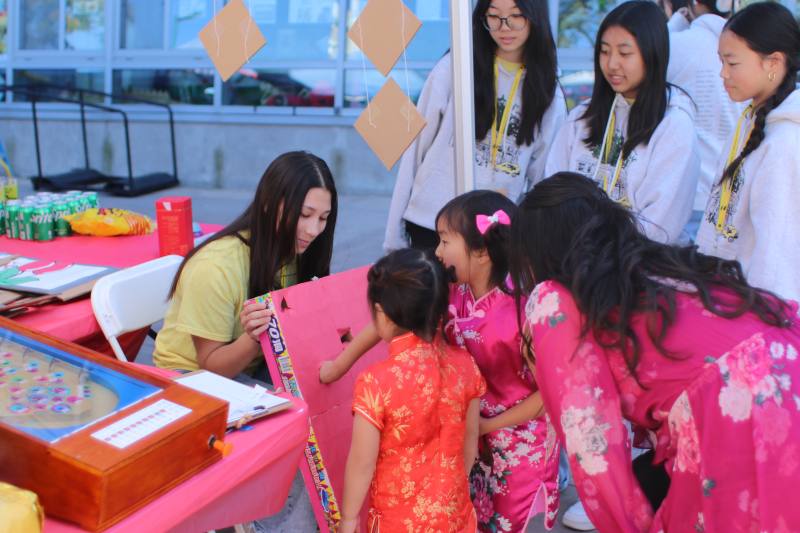 Festival participants enjoying the festival whilst playing the lucky poking board game.