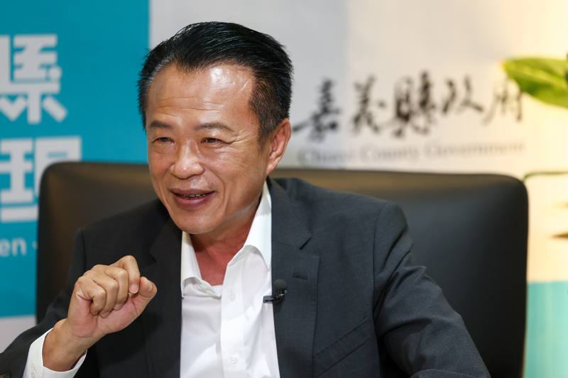 Chiayi County Magistrate Weng Chang-liang speaks with CNA on Sunday.