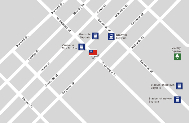 Location Map to Taipei Economic and Cultural Office in Vancouver, Canada