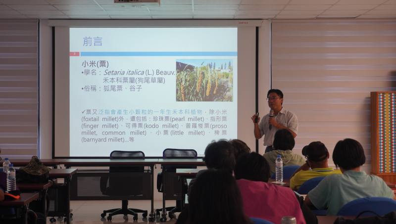 臺東區農業改良場張芳魁助理研究員講解小米栽培管理技術