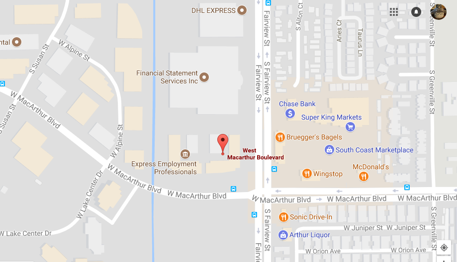 Location Map to Culture Center of Taipei Economic and Cultural Office in Los Angeles (Santa Ana) , U.S.A.